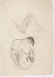 Detail study of an embracing couple, seated male nude seen from behind